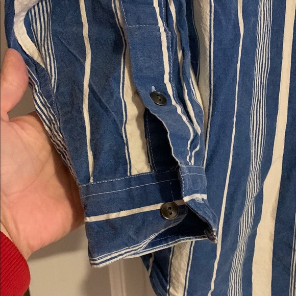 Blue and White Striped Button Down Shirt - Picture 4 of 7